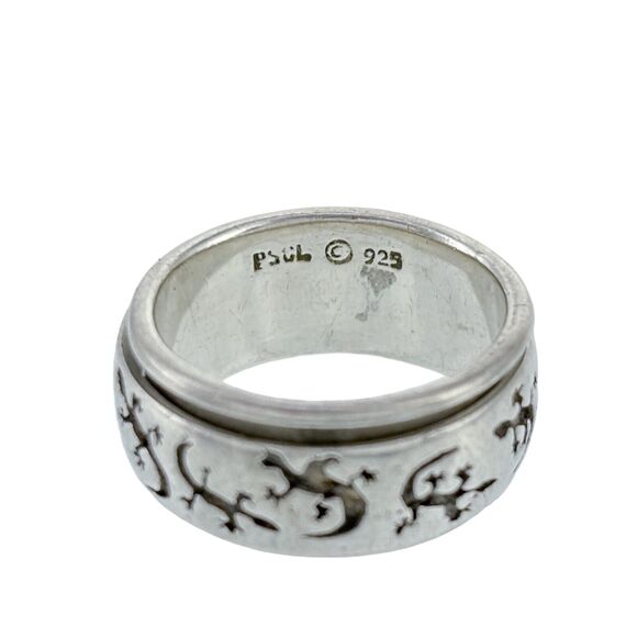 Vintage Peter Stone Southwest Sterling Silver Gecko Lizard Spinner Ring Size 6 - Picture 2 of 5